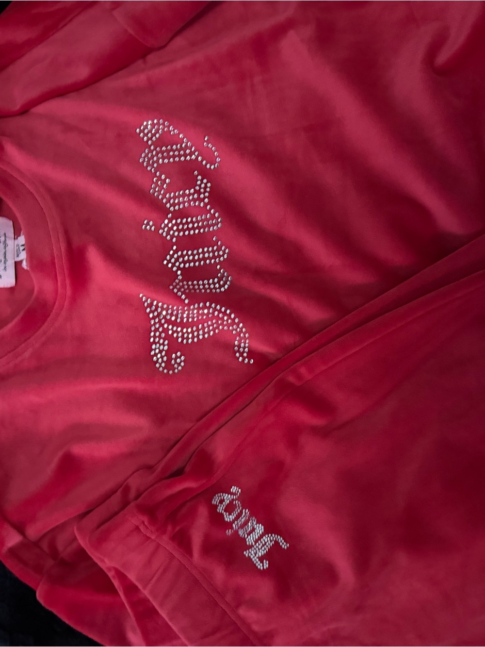 Girls Pink Rhinestone Logo Sweatshirt Top